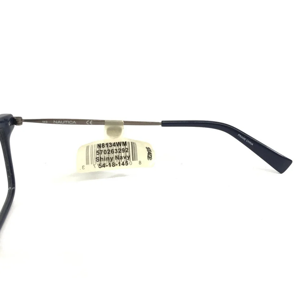 Nautica Eyeglasses Frames N8134 412 Shiny Navy Rectangle Full Rim 54-18-145